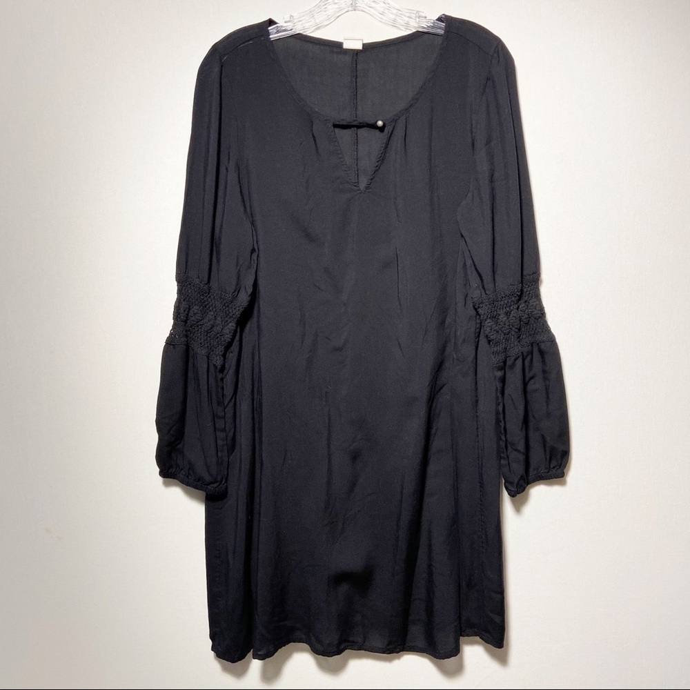Wild Pearl Women’s Long Sleeve Dress Black Size Medium Boho Lagenlook